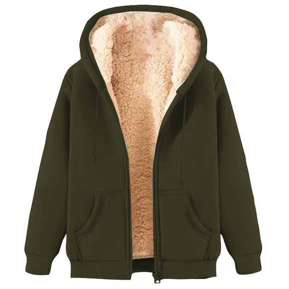 aohooy Mens Warm Zip Up Hoodie Winter Jackets Fleece Lined Hooded Sweatshirt Casual Long Sleeve Hoodies Sweatshirts with Pockets Army Green,S