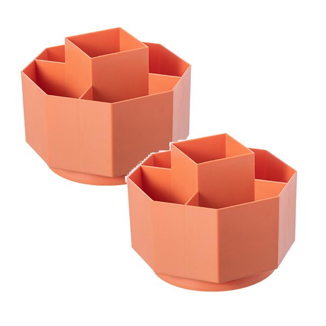 Oleegame 2PC Spoon And Lid Rest Pen Holder Large Capacity Desktop Office Student Dormitory Desktop Cosmetics Storage Box Brush Holder Pen Box Orange