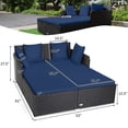 thumbnail image 4 of Costway Outdoor Patio Rattan Daybed Pillows Cushioned Sofa Furniture Navy, 4 of 10