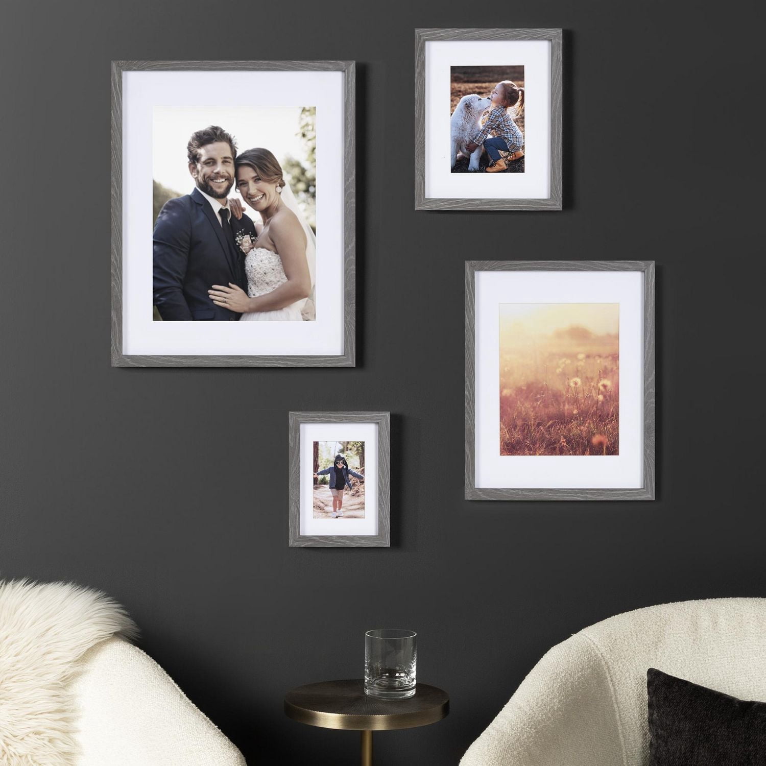 Cadre photo galerie hometrends Gris de 20,3 cm x 25,4 cm avec passe-partout de 12,7 cm x 17,8 cm