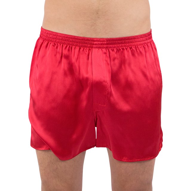 Intimo Mens Classic Silk Boxers, Red, Medium