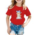 thumbnail image 1 of GDREDA Vêtements Fille Enfant Filles Mignon Graphique Col Rond Manches Courtes Tee Été Décontracté T-Shirt Mignon Filles Hauts d'Été Rouge,8-9 Ans, 1 of 5