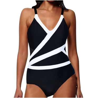 Pisexur Black One Piece Swimsuit for Women Halter Plunge V Neck Monokini Sexy Mesh Hollow Out Swimwear Bathing Suit