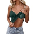 thumbnail image 4 of Hiiyo Women's Camisole with Built-In Bra Layering Spaghetti Strap Tank Tops, Dark Green L, 4 of 6