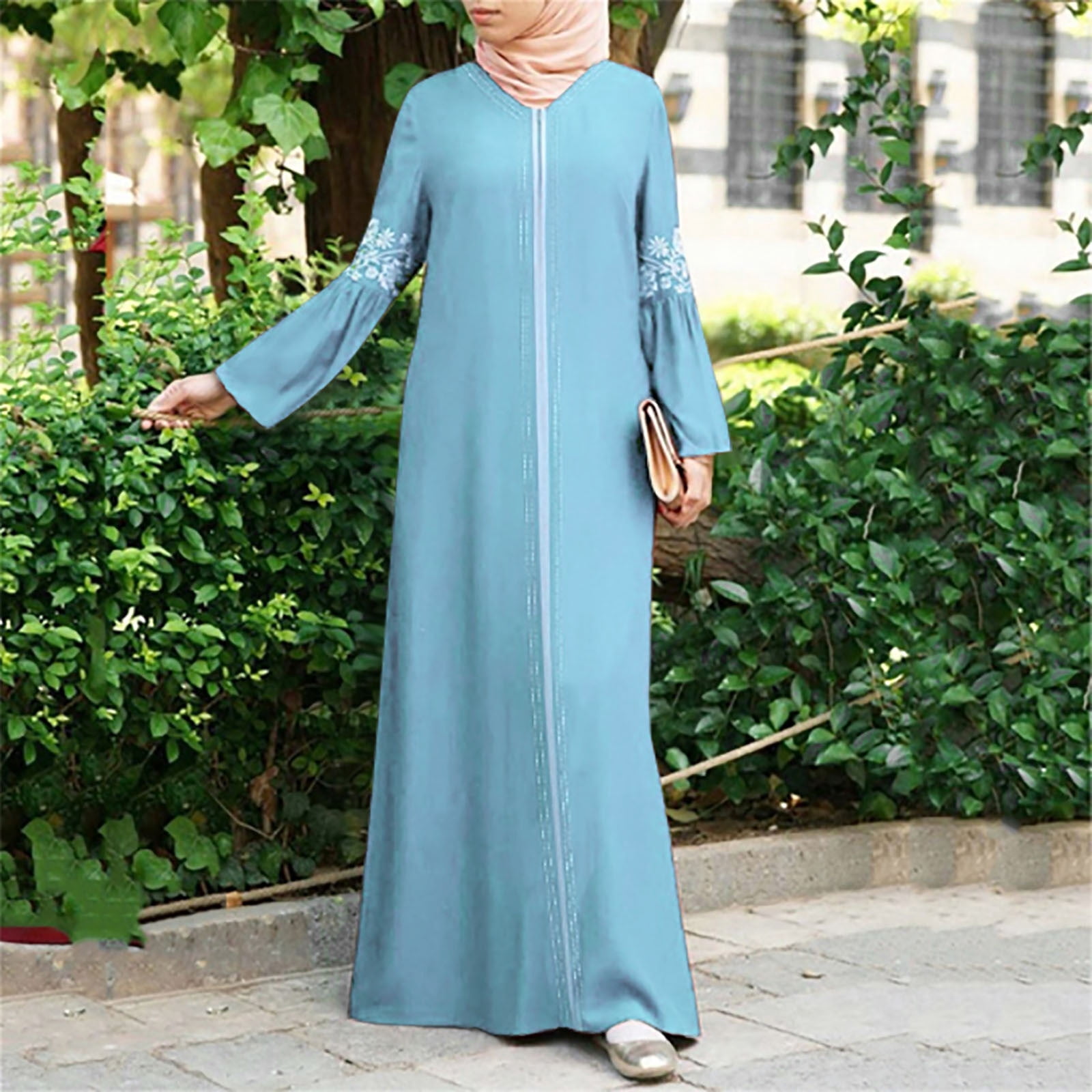 Babysbule Liquidation Robes pour Femmes Dames Abaya Musulmane à Imprimé Floral Kaftan Vintage Islamique Robe Longue Robe Maxi