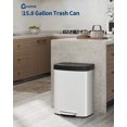 thumbnail image 2 of 60L / 16 Gallon Stainless Steel Step Trash Can - Soft-Close Plastic Lid, Bag Holder Rim, Rustproof Metal Kitchen Garbage Bin with Pedal, Rear Handle, Large Capacity for Home or Office, White, 2 of 7