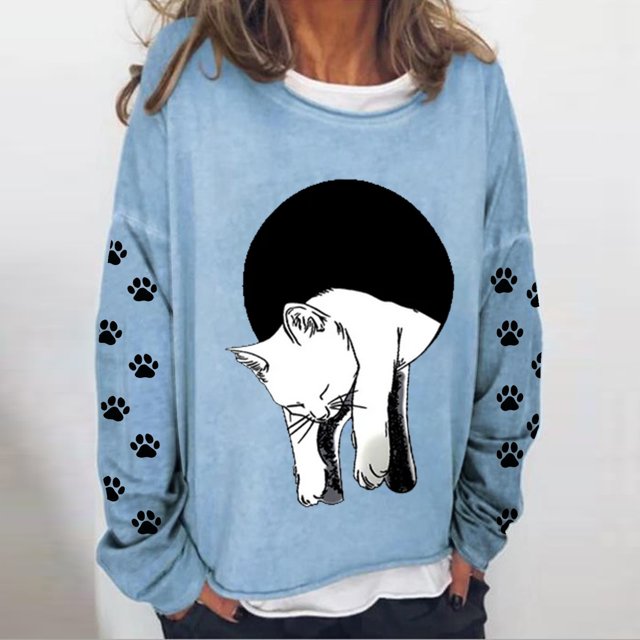 Chandails à Capuchon de Mode pour Femmes 2023 Oversize Texte Drôle Lettre Imprimée Col Rond Manches Longues Chandail en Molleton Ample Chandail Blouse 50 % de Rabais Liquidation Costumes Halloween/noël