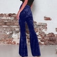 thumbnail image 3 of AherBiu Women's High Waisted Velour Bell Bottom Pants, Solid Color, Small US: 4, 3 of 7