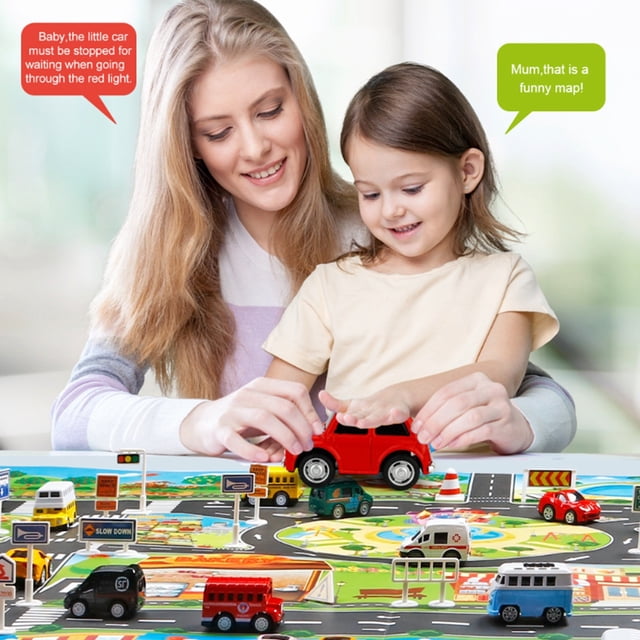 Tapis pour Enfants Jouet Voiture Tapis Ville Carte Routière Voitures Ville Tapis de Jeu Tapis de Rue