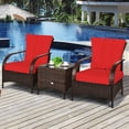 thumbnail image 4 of Costway Ensemble de Mobilier de Terrasse en Rotin Osier 3 Pcs Table Basse et 2 Chaises en Rotin avec Coussins, 4 of 9