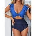 thumbnail image 4 of Charmo Ruffled One Piece Swimsuit for Women High Cut Bathing Suits Backless Monokini Swimwear, 4 of 5