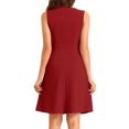 thumbnail image 3 of INSPIRE CHIC Robe Midi Évasée Sans Manches de Travail pour Femme, Couleur Unie, Ligne A, L Rouge, 3 of 6