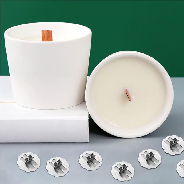 Baohd 100pcs Wood Candle Wick Base Clips Stainless Steel Wicks Holder Clip Core Support Devices Set Wax Centering Devices Stand
