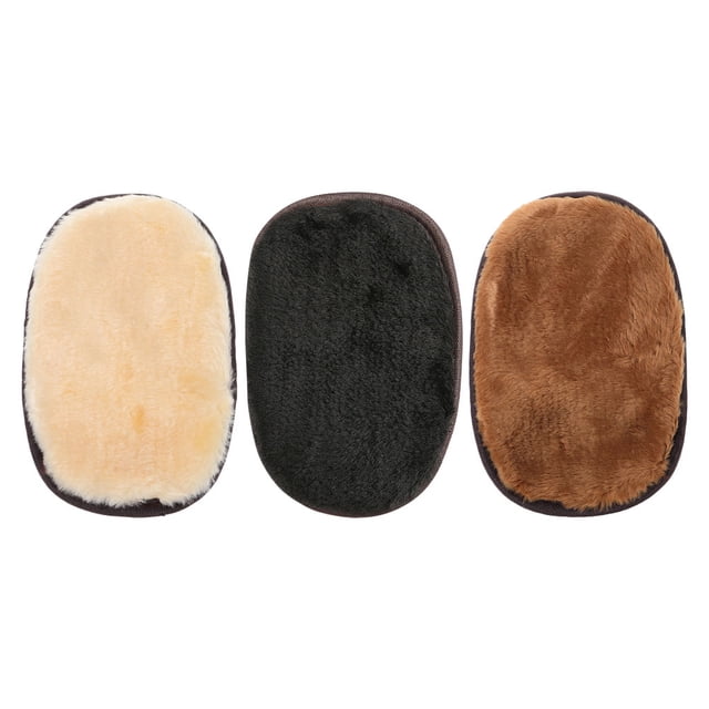 3Pcs Black Shoe Polishing Mitts Mesh Cloth For Car Interiors Shining Buffing
