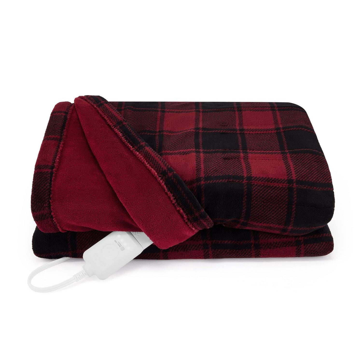 Jeté chauffant Sunbeam en micropeluche à carreaux gris ardoise, 4 réglages de chaleur, arrêt automatique après 4 heures, 127 cm x 152,4 cm (50 po x 60 po)
