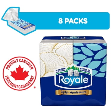 Royale 3 Ply Facial Tissue, 8 Pocket packs 10 Tissues per pack