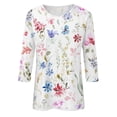 thumbnail image 4 of Haut Tunique à Manches 3/4 Imprimé pour Femme, Col Ras du Cou, Blouse Décontractée, T-Shirt pour Usage Quotidien, 4 of 5