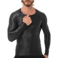 thumbnail image 4 of Jhaoyu Men's Glossy Long Sleeve Compression Shirts Athletic Workout Sports Rash Guard Undershirt Black L, 4 of 6