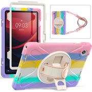 KOMI for Lenovo Tab M11 Case 2024 TB-330FU for Kids | Full Body Protection Case with [360 Rotating Stand] & Hand Strap Function Cover for Lenovo M11 Tablet 11 Inch Colorful Pink