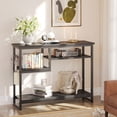 thumbnail image 2 of Bestier Narrow Console Table Buffet Sideboard Side Desk Entryway Table with 4 Storage Shelves & 2 Hooks, Black, 2 of 6