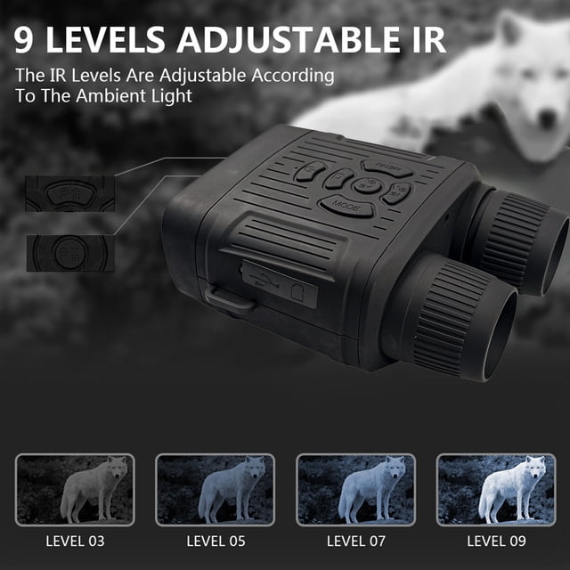Hearth & Gear Jumelles de Nuit en Tube 2,7k avec Écran d'Affichage de 3 Pouces et 9 Lumières Infrarouges Réglables, Cache-Oeil, Sacs-Livres pour Adultes, Style Jumelles, Cache-Oeil, Jumelles 32 mm 20x50