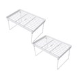thumbnail image 1 of Oleegame 2PC Produce Storage Storage Rack White Wire Stacking Cabinet Shelf Stackable Foldable Stand Rack Desk Countertops Storage Holder Shelf Saving Shelf White, 1 of 6