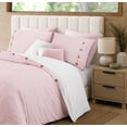 thumbnail image 2 of Swift Home Reversible Ultra Soft Solid Duvet Cover Set with Decorative Button Closure, Queen, Pink, 2 of 6