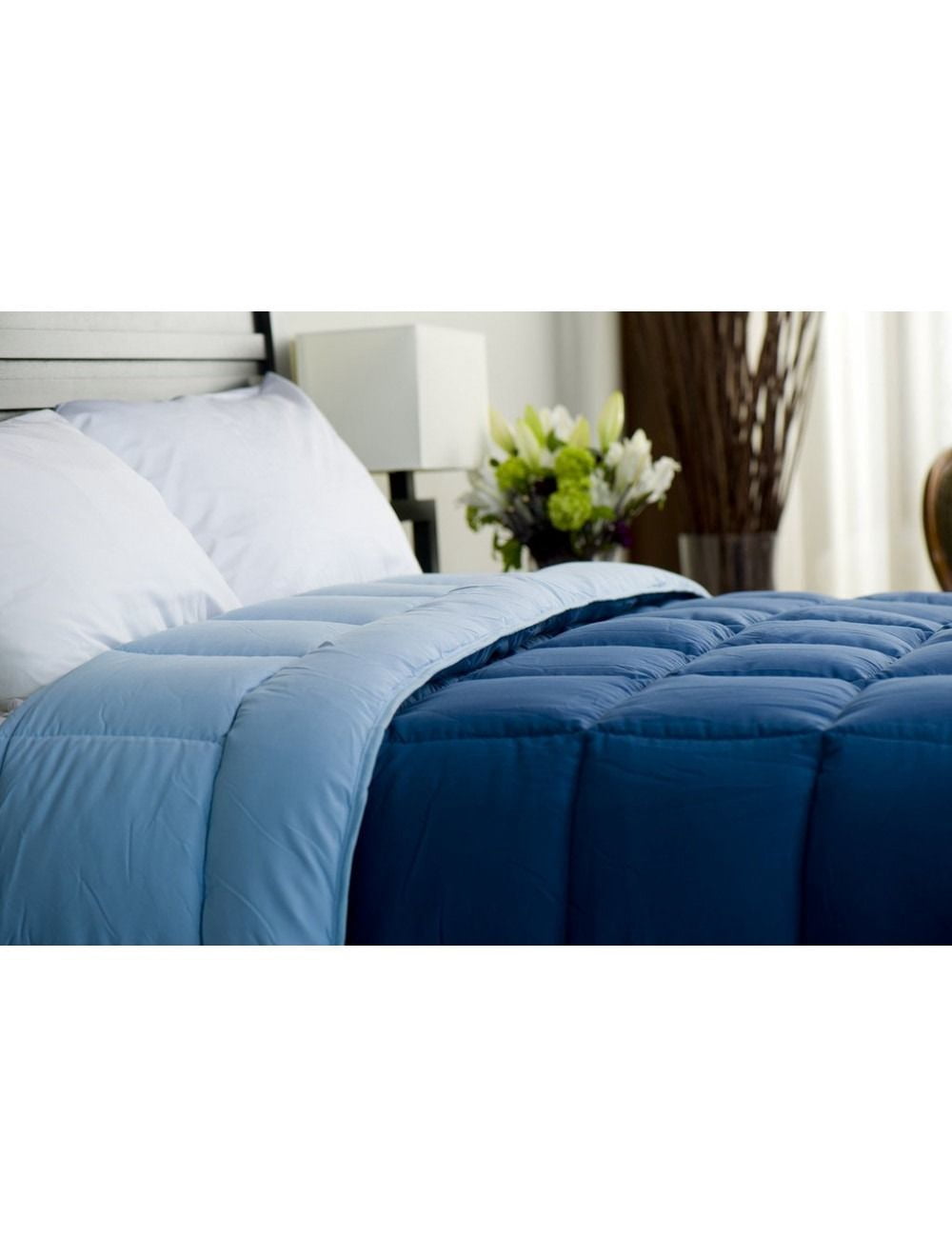TWIN size 72"x90" Microfibre Hypoallergenic Synthetic Comforters color BLUE (2 Tone) 1/ Pack