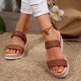 thumbnail image 3 of Dakaela Womens Wedge Slide Sandals Braided Platform Espadrilles Open Toe Summer Beach Walking Shoes, 3 of 5