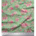 thumbnail image 1 of Soimoi Tissu Poly Georgette Feuilles et Imprimé Floral de Roses, Tissu au Mètre, 42 Pouces de Large, 1 of 3