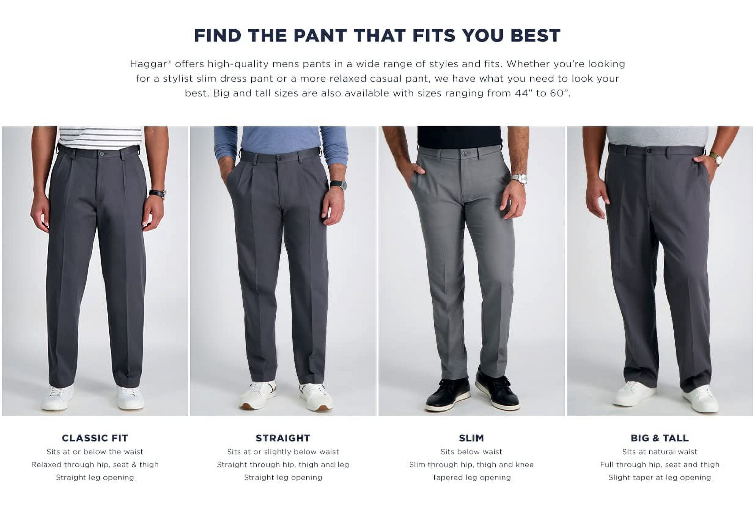 Haggar Pantalon pour Homme Cool Right Performance Flex Uni Coupe Droite devant Plat
