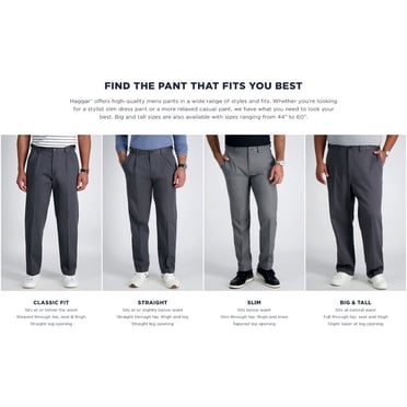 Haggar Pantalon à devant Plat Coupe Droite Cool 18 Pro pour Hommes