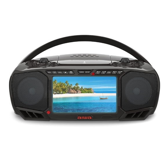Aiwa Portable DVD Player, Crystal Clear Sound with Dual 3W Speakers and Bass Function, Featuring a 7" LCD Display, Bluetooth Connectivity, FM Radio,