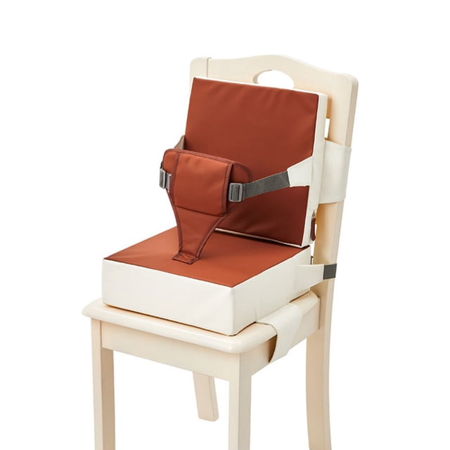 Shengyu Easy To Clean Toddler Boosters Seat For Dining Table Upgrade Boostess Seat in dark red, featuring a padded backrest and seat with adjustable straps for secure attachment to a dining chair. This lightweight, portable toddler dining booster includes a non-slip base for safety and is easy to clean.