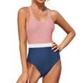 thumbnail image 1 of Color Block Swimsuits One Piece Women Fashion Cross Back Adjustable Straps Beach Bathing Suit Summer Swimwear (Small, Pink), 1 of 7