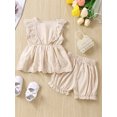 thumbnail image 3 of Faithtur Ensemble d'Été 2 Pcs pour Bébés Filles, Hauts à Volants Sans Manches à Col Ras du Cou Boutonnés + Ensemble de Shorts, 3 of 9