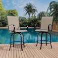 thumbnail image 1 of YUSAZENS Tabourets de Bar Pivotants d'Extérieur en 2 Pcs - Chaises de Terrasse Hauteur avec Rotation à 360°, Cadre Résistant à la Rouille, Idéal pour Jardin et Terrasse Brun, 1 of 7