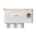 thumbnail image 1 of GUOOL Multifunctional Wall-Mounted Toothbrush Holder, Automatic Toothpaste Dispenser 3 cup pink, 1 of 9