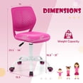 thumbnail image 4 of Giantex Kids Desk Chair, Adjustable Swivel Chair for Children, Armless Mesh Task Student Study Chair w/Lumbar Support & Adjustable Height, Rolling Computer Chair, Rose, 4 of 8