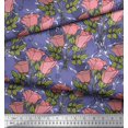 thumbnail image 2 of Soimoi Tissu en Rayonne Imprimé Feuilles & Roses Tissu au Mètre 56 Pouces de Large, 2 of 3