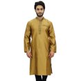 thumbnail image 3 of Atasi Kurta Dupion Doré à Col Officier pour Homme, Manches Longues, Chemise Ethnique - Grand, 3 of 7