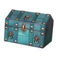 thumbnail image 2 of Rongfmy Pirate Treasure Chest Solid Wood Handmade Photo Props Decorative Storage Box Green, 2 of 9