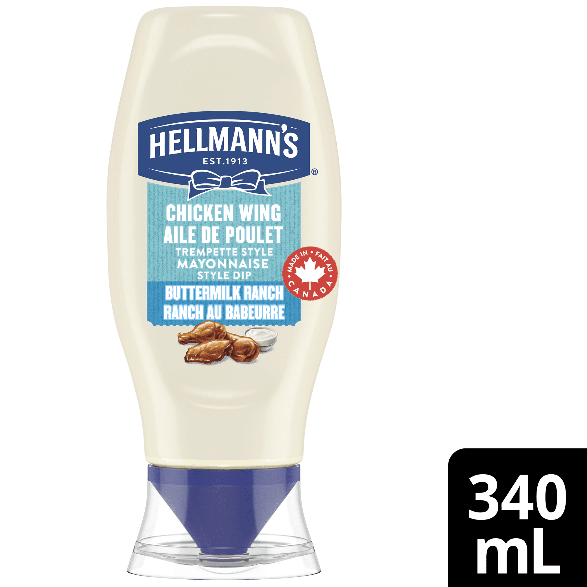 Hellmann’s Chicken Wing Mayonnaise‑Style Dip, Buttermilk Ranch, No Artificial Flavours, Squeeze Bottle, 340 ml