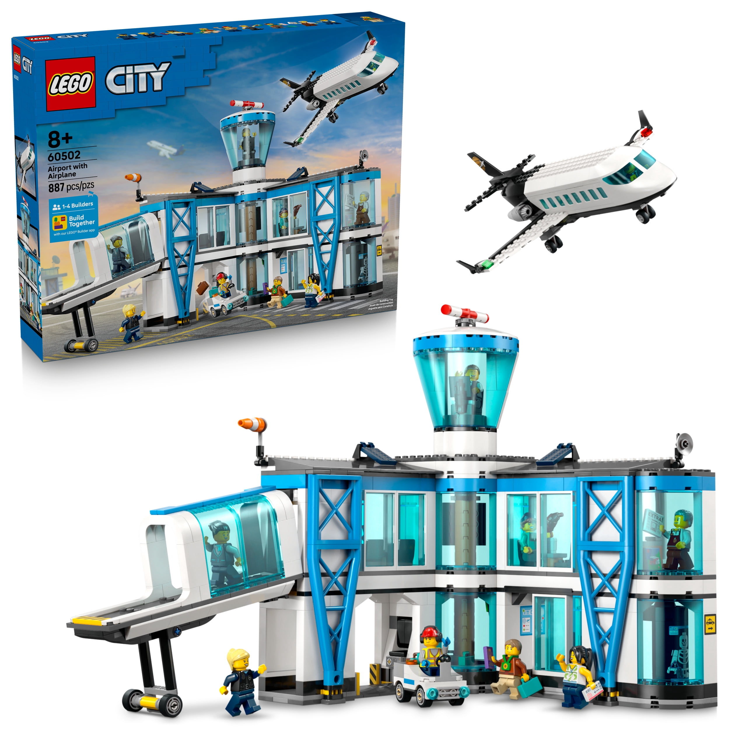 LEGO City Airport with Airplane Building Toy Building Toy for Kids - Pretend Play Travel Set for Boys & Girls, Ages 8+ - Includes 9 Minifigures - Gift Idea for Birthdays - 60502