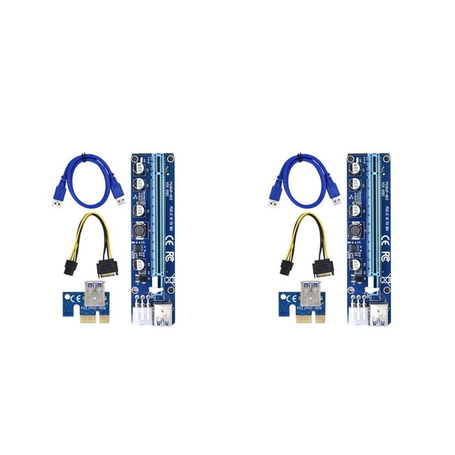 Decodeary 100PCS VER008C Riser Card USB3.0 PCI PCIE PCI-E 1X To 16X Extender 60CM 008C Riser Adapter With LED For GPU Miner Mining 2Set