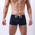 thumbnail image 2 of Mens Low Waist Solid Color Striped Drawstring Hot Spring Quick Dry Swimming Briefs, 2 of 9