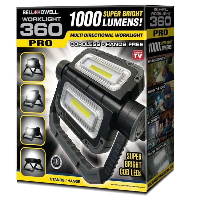Bell + Howell Bionic 360 Pro 1 Pc Lampe de Travail COB LED Sans Fil Multidirectionnelle 1000 Lumens Entretien Essuyer Propre