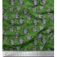 thumbnail image 1 of Soimoi Green Moss Georgette Fabric Life Begins After Coffee Text Decor Fabric Printed Yard 42 Inch Wide, 1 of 5