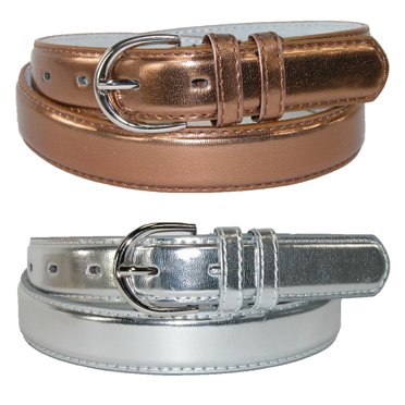 CTM® Ceinture Habillée en Cuir Métallisé (Lot de 2 Couleurs) (pour Femmes)