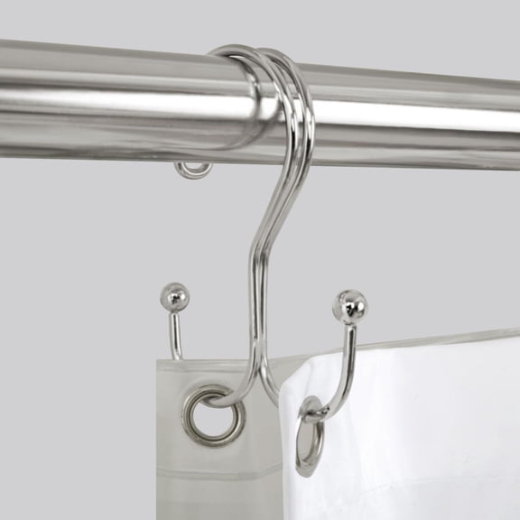 Mainstays Wire Shower Curtain Hooks or Rings, Double Sided, Brushed Nickel, Set of 12